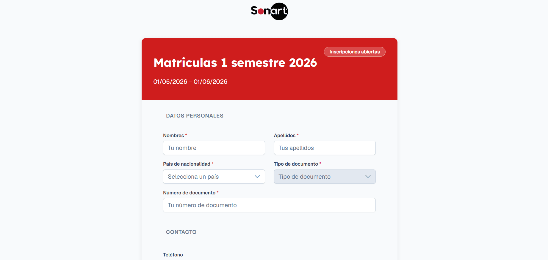 Módulo de inscripciones en Coompas